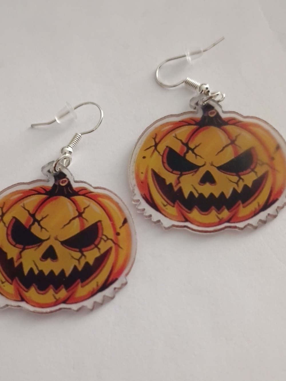 Spooky Pumpkin Dangle Earrings - Orange Halloween Style